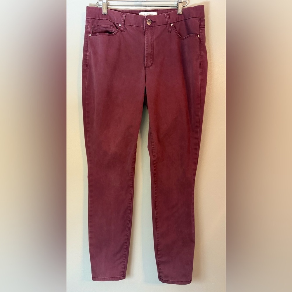 Ellen Tracy Denim Women's The Newport High Rise Skinny Burgundy Jeasn Size 8